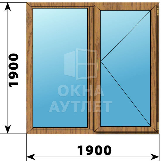 Двухстворчатое окно из лиственницы 1900×1900 Г-П ОА-50375