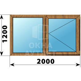 Двухстворчатое окно из лиственницы 2000×1200 Г-П ОА-46263
