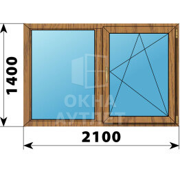 Двухстворчатое окно из лиственницы 2100×1400 Г-ПО ОА-46638