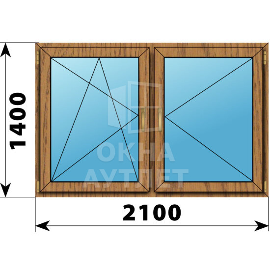 Двухстворчатое окно из лиственницы 2100×1400 ПО-П ОА-47127