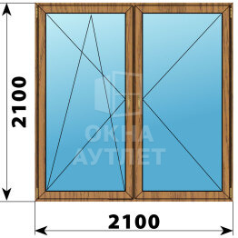 Двухстворчатое окно из лиственницы 2100×2100 ПО-П ОА-47784