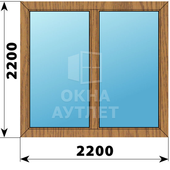 Двухстворчатое окно из лиственницы 2200×2200 Г-Г ОА-46746
