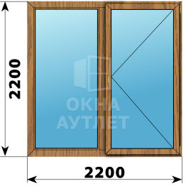 Двухстворчатое окно из лиственницы 2200×2200 Г-П ОА-47460