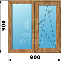 Двухстворчатое окно из лиственницы 900×900 Г-ПО ОА-44886