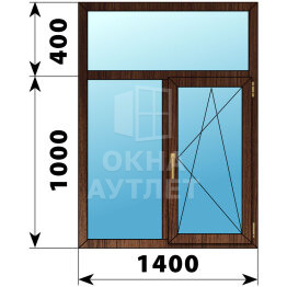Двухстворчатое окно с глухой фрамугой из дуба 1000×1400 Г-ПО ОА-49625