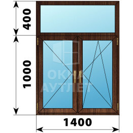 Двухстворчатое окно с глухой фрамугой из дуба 1000×1400 П-ПО ОА-50069