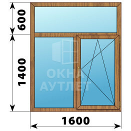 Двухстворчатое окно с глухой фрамугой из лиственницы 1600×2000 Г-ПО ОА-46893