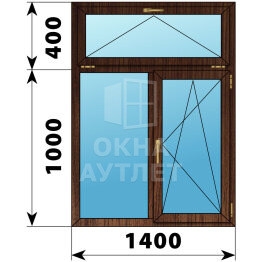 Двухстворчатое окно с откидной фрамугой из дуба 1000×1400 Г-ПО ОА-50108