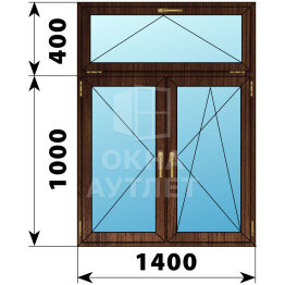 Двухстворчатое окно с откидной фрамугой из дуба 1000×1400 П-ПО ОА-50450