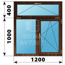 Двухстворчатое окно с откидной фрамугой из дуба 1200×1400 Г-ПО ОА-46836