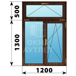 Двухстворчатое окно с откидной фрамугой из дуба 1200×1800 Г-ПО ОА-50648