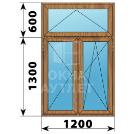 Двухстворчатое окно с откидной фрамугой из лиственницы 1200×1900 П-ПО ОА-50294
