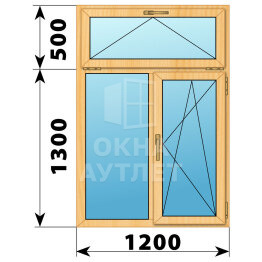 Двухстворчатое окно с откидной фрамугой из сосны 1200×1800 Г-ПО ОА-43358