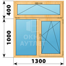 Двухстворчатое окно с откидной фрамугой из сосны 1300×1400 Г-ПО ОА-42187
