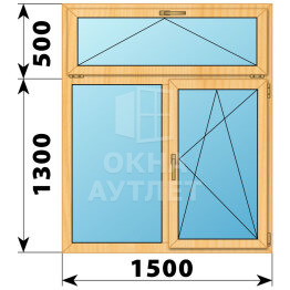 Двухстворчатое окно с откидной фрамугой из сосны 1500×1800 Г-ПО ОА-42628