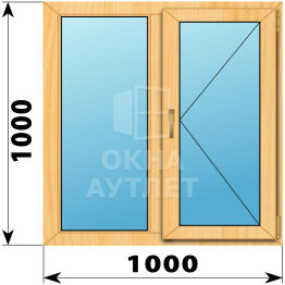 Двухстворчатое окно из сосны 1000×1000 Г-П ОА-41755