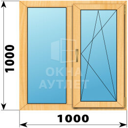 Двухстворчатое окно из сосны 1000×1000 Г-ПО ОА-41791