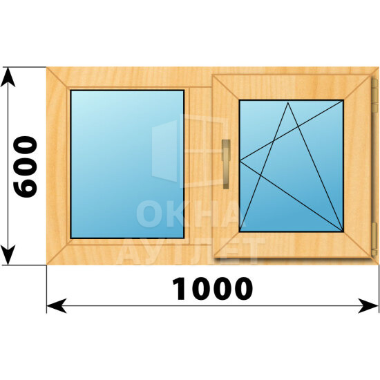 Двухстворчатое окно из сосны 1000×600 Г-ПО ОА-43183