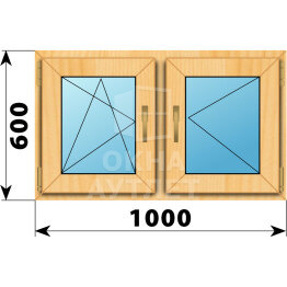 Двухстворчатое окно из сосны 1000×600 ПО-П ОА-43174