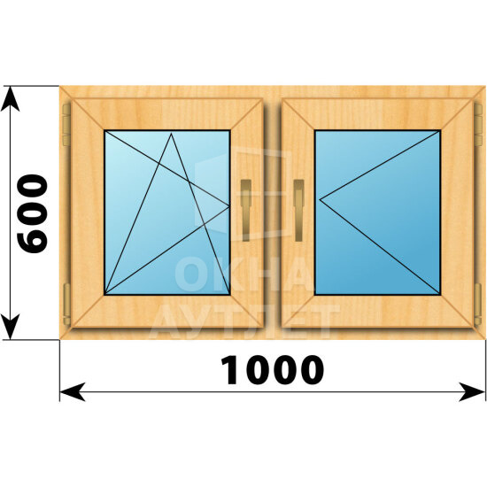 Двухстворчатое окно из сосны 1000×600 ПО-П ОА-43174