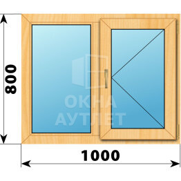 Двухстворчатое окно из сосны 1000×800 Г-П ОА-41614