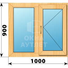 Двухстворчатое окно из сосны 1000×900 Г-П ОА-43180