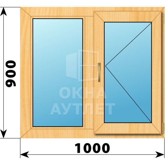 Двухстворчатое окно из сосны 1000×900 Г-П ОА-43180