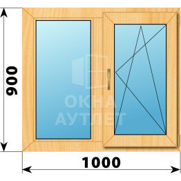 Двухстворчатое окно из сосны 1000×900 Г-ПО ОА-41710