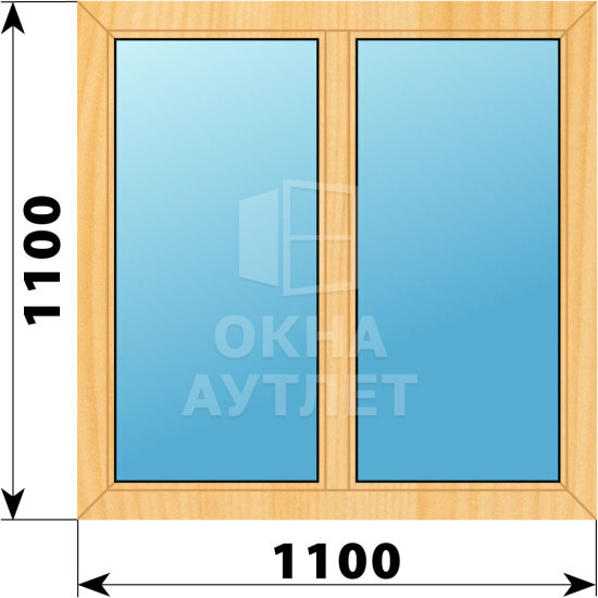 Двухстворчатое окно из сосны 1100×1100 Г-Г ОА-41527
