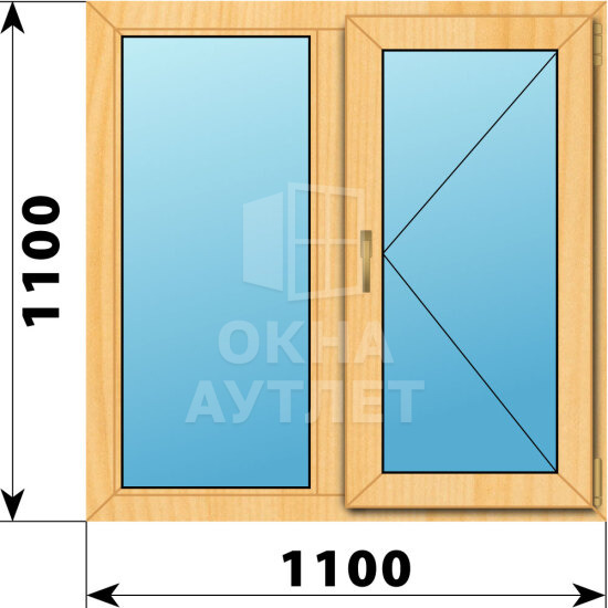 Двухстворчатое окно из сосны 1100×1100 Г-П ОА-41869