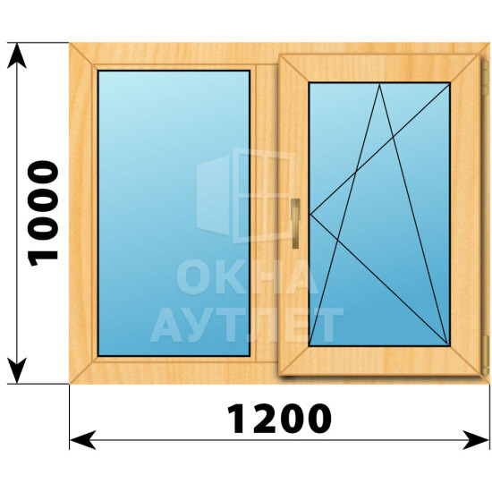 Двухстворчатое окно из сосны 1200×1000 Г-ПО ОА-41896