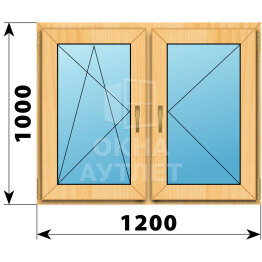 Двухстворчатое окно из сосны 1200×1000 ПО-П ОА-42028