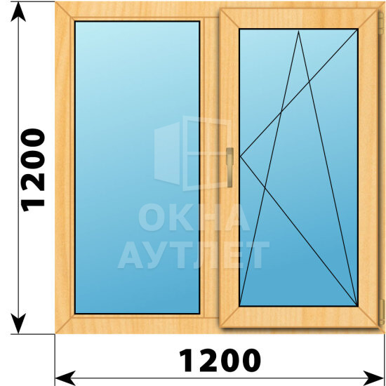 Двухстворчатое окно из сосны 1200×1200 Г-ПО ОА-41974