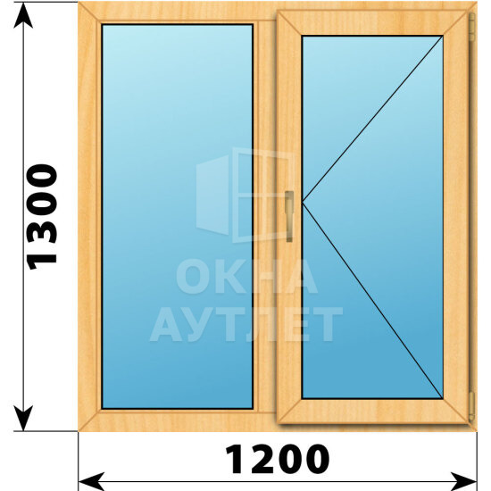 Двухстворчатое окно из сосны 1200×1300 Г-П ОА-41992