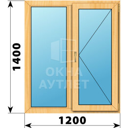 Двухстворчатое окно из сосны 1200×1400 Г-П ОА-42037