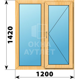 Двухстворчатое окно из сосны 1200×1420 Г-П ОА-42040