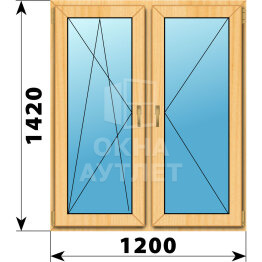 Двухстворчатое окно из сосны 1200×1420 ПО-П ОА-42307