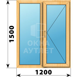 Двухстворчатое окно из сосны 1200×1500 Г-П ОА-42088