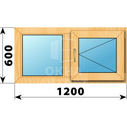 Двухстворчатое окно из сосны 1200×600 Г-П ОА-41524