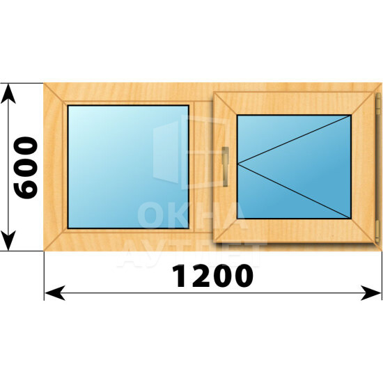 Двухстворчатое окно из сосны 1200×600 Г-П ОА-41524