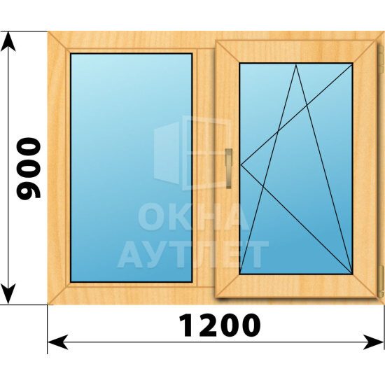 Двухстворчатое окно из сосны 1200×900 Г-ПО ОА-41824