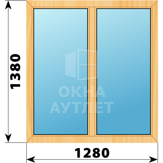 Двухстворчатое окно из сосны 1280×1380 Г-Г ОА-41773