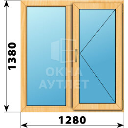 Двухстворчатое окно из сосны 1280×1380 Г-П ОА-43276