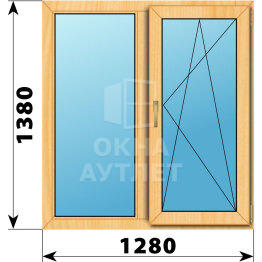 Двухстворчатое окно из сосны 1280×1380 Г-ПО ОА-43291