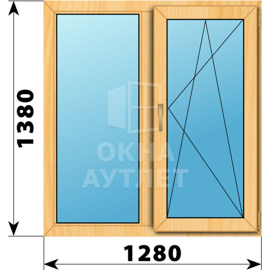 Двухстворчатое окно из сосны 1280×1380 Г-ПО ОА-43291