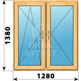 Двухстворчатое окно из сосны 1280×1380 ПО-П ОА-42313