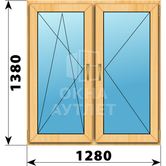 Двухстворчатое окно из сосны 1280×1380 ПО-П ОА-42313