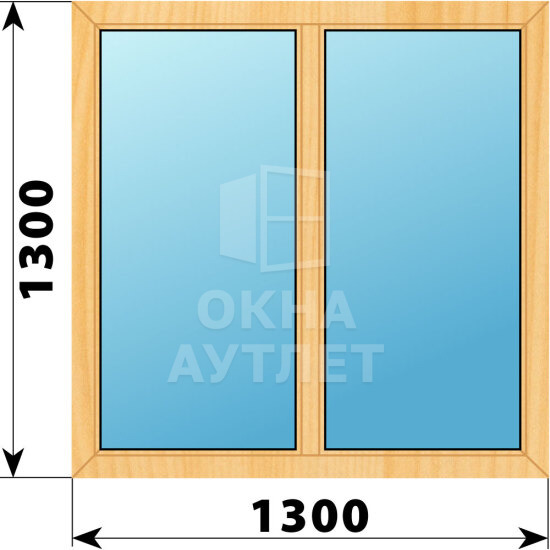 Двухстворчатое окно из сосны 1300×1300 Г-Г ОА-41725