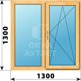 Двухстворчатое окно из сосны 1300×1300 Г-ПО ОА-42043