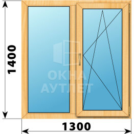 Двухстворчатое окно из сосны 1300×1400 Г-ПО ОА-43297